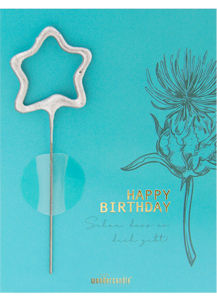 Happy Birthday blau Flora Mini Wondercard